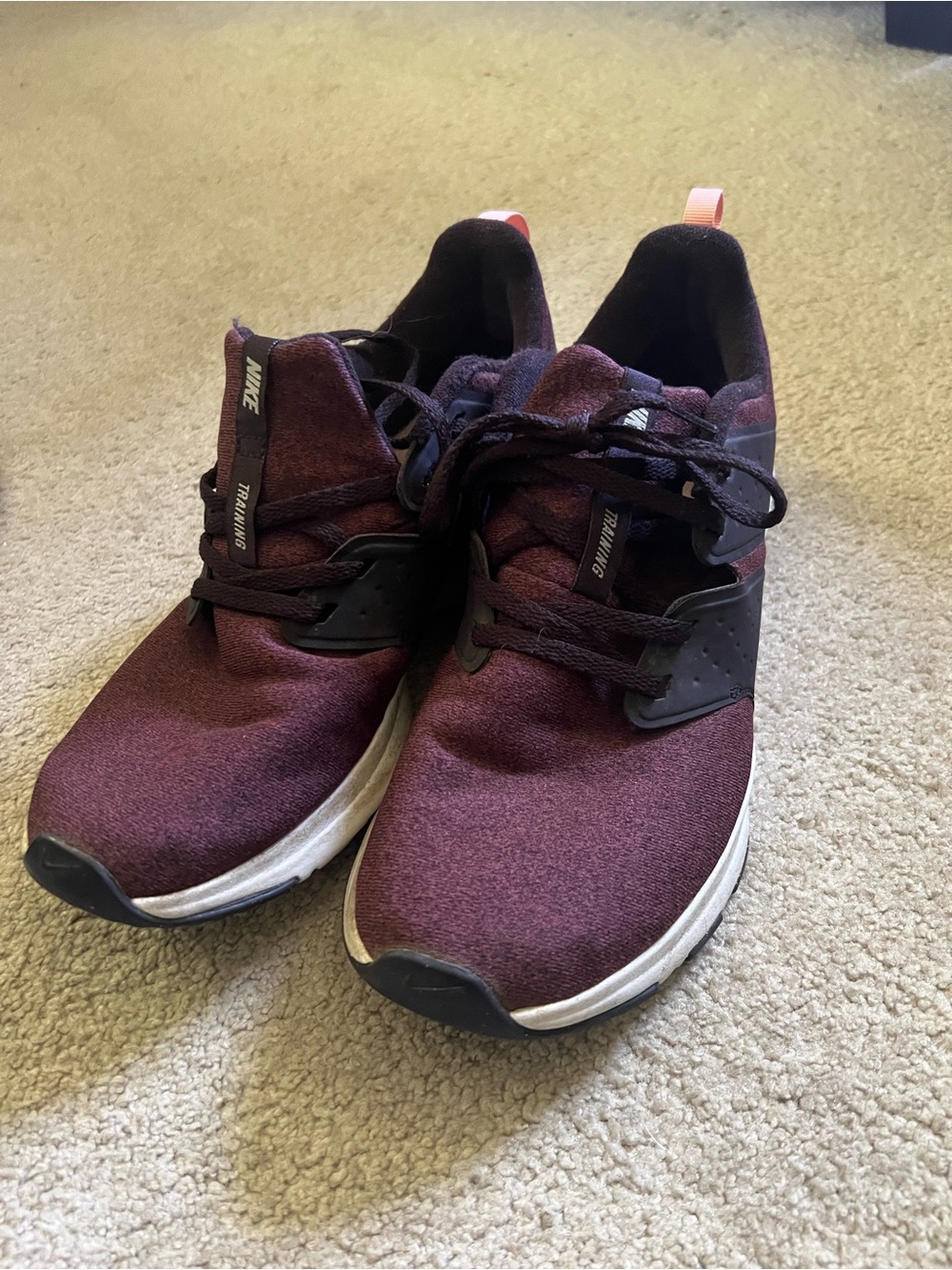 Nike Burgundy Training Sneakers with Black and White Details